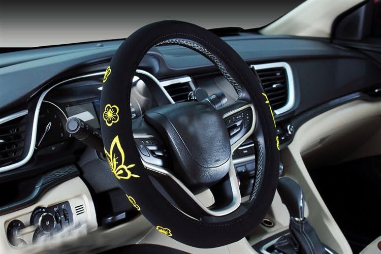 Mayco Bell Automotive Women Embroidery Cute Car Steering Wheel Cover (Yellow Butterfly New) - Image 5